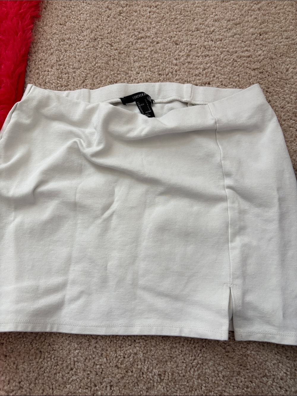 Forever 21 Cream Mini Skirt with Front Slit